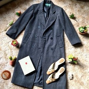 {Vintage} 100% Wool Long Grey Blogger Jacket/Coat